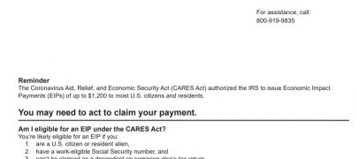 وكالة الضرائب الأميركية تحث 9 ملايين شخص على المطالبة بدفعة الشيكات الأولى